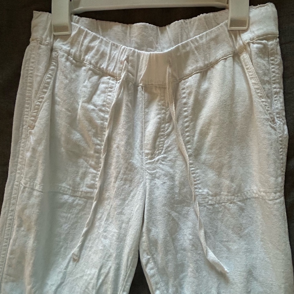 White Linen Drawstring Pants
